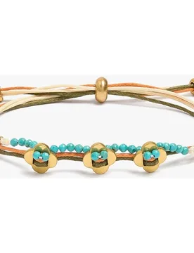Pulsera de cordón con cuentas decorativas y flores - Parfois - FashionsVida