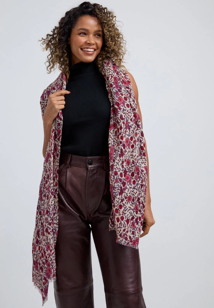 Karen Oversized Aster Floral Scarf In Pink - One Size - Lily and Lionel London Limited - FashionsVida