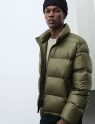 Feather and Down Quilted Puffer Jacket Dark Khaki male