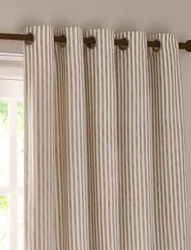 Hebden Pure Cotton Striped Eyelet Curtains Natural Mix - YARD - FashionsVida