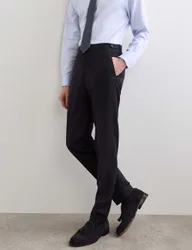 Tailored Fit Italian Silk & Linen Suit Trousers Navy male