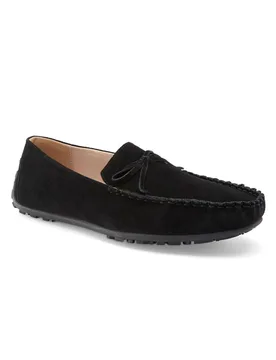 Women's Suede Slip On Moccasins Shoes in Black Size: 6 - Black - Size: 6 - Cotton Traders - FashionsVida