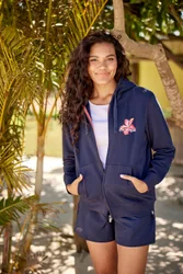Maya Womens Full-Zip Hoodie - Navy - Navy - Size: 6
