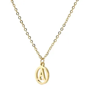 Simple Hollow 26 A-Z Initial Letter Name Pendant Female Gold Color Stainless Steel Alphabet Round Necklace for Women Jewelry - Aliexpress - FashionsVida