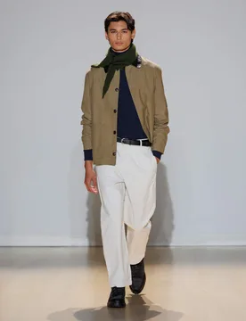 Pure Cotton Wax Contrast Collar Jacket Stone male - M&S - FashionsVida