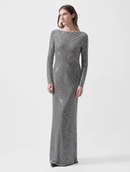 Vestido de noche plata 40