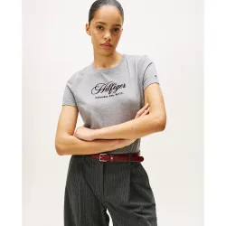 Camiseta de mujer de manga corta y logo cursiva