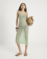 Womens Maxi Beach Dress Green Sleeveless Lurex - Size Small