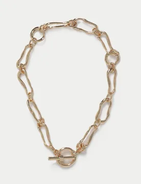 Wave Link T-Bar Chain Necklace Gold female - M&S - FashionsVida
