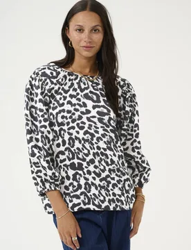 Women's KAroxy Blouse Round Neck 3/4 Sleeve in Black Size: 14 - Black - Size: 14 - Kaffe - FashionsVida