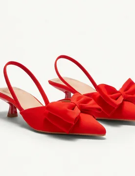 Tacones de aguja de gatito con punta fina para mujer, decoración de lazo, unicolor con correa de tobillo, opción de uso diario elegante, compras al - Shein - FashionsVida