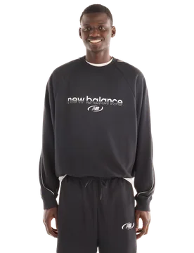 Trackside Men Sweatshirts - Black - Size L - Cotton Fleece - Black - Size: Large - New Balance - FashionsVida