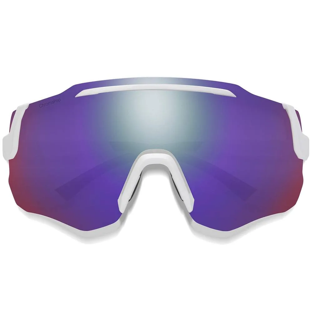 Unisex Shield White Chromapop Violet Mirror Momentum Sunglasses - White - Size: One Size - SMITH - FashionsVida
