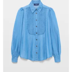 Camisa denim de mujer con pechera