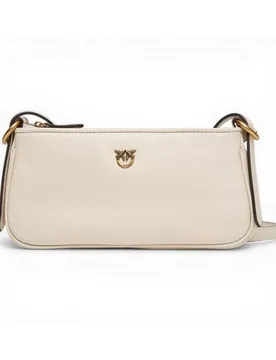 Borsa Half Moon Baguette Mini Donna Ecru in Pelle di Vitello Morbida - PINKO - FashionsVida