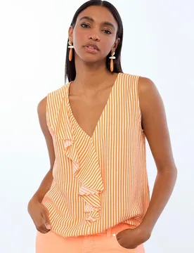 Top de mujer a rayas con volante - Lola Casademunt - FashionsVida