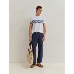 Camiseta de manga corta de hombre de algodón con estampado