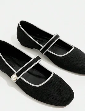Zapatos de mujer de moda, bailarinas elegantes con tiras de contraste negro para vacaciones de verano, rebajas de verano, vuelta al cole, zapatos de e - Shein - FashionsVida