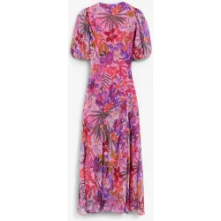 Vestido largo estampado con mangas abullonadas