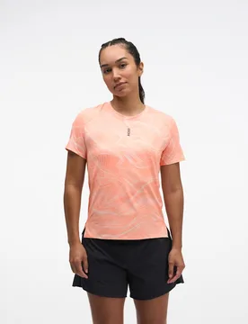 Women's EveryRun Short Sleeve Top in Sunstone Prt, Size Large - HOKA - FashionsVida