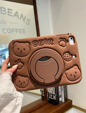 Pieza Funda protectora de silicona con diseño de oso lindo y soporte giratorio de 360 grados compatible con iPad 7/8/9, iPad Air 5/4/3 9th Gen 10.2", - Shein - FashionsVida