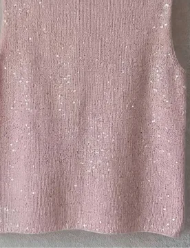 Top de punto rosa holgado y transpirable, corto, estilo lindo y brillante para fiesta y vacaciones S - Shein - FashionsVida