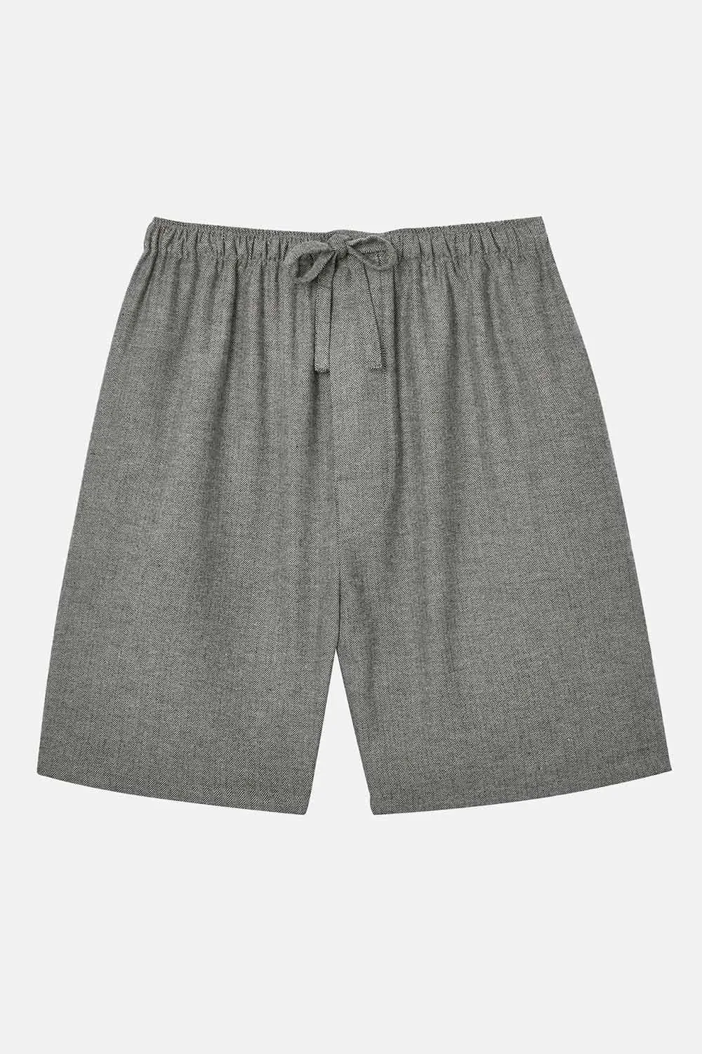 Herringbone Brushed Cotton Sleep Shorts - British Boxers - FashionsVida