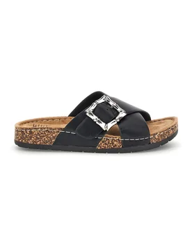 Ciabatte nere con fasce incrociate e fibbia 3Y861035 37 - ME & ME - FashionsVida