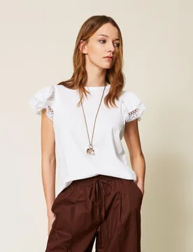 T-shirt regular avec dentelle - TWINSET - FashionsVida