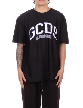 Uomo t-shirt c1meqc040j024 999a logo lounge ss t-shirt black white - Gcds - FashionsVida