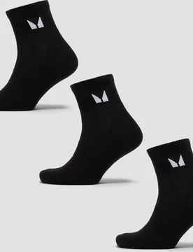 Unisex Ankle Socks (3 Pack) - Black - UK 6-8 - MP - FashionsVida