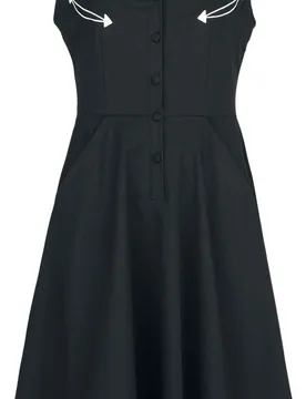 Rockabilly Kurzes Kleid - Heart & Dagger Embroidered Flare Dress - L bis XL - für Damen - Größe XL - schwarz - Frauen - female - Voodoo vixen - FashionsVida