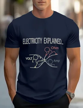 Electricity Explained Circuit Diagram Tee-Voltage, Ohm's Law Graphic design-100% cotton O-neck casual printed men's T-shirt - Aliexpress - FashionsVida
