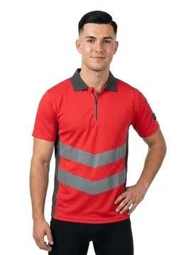 Polo à Manches Courtes Safe Supreme 50130 Hi-Vis Red / Dark Anthracite L - MASCOT - FashionsVida