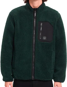 Polaire en sherpa zippée - Muzzer Fuzzar Zip Scarab en Silicone - Taille M - Vert - Volcom - FashionsVida