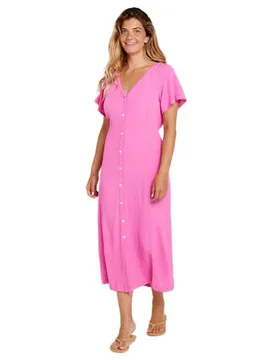 Vestito Midi A Maniche Corte Molokaï Super Pink XL - Rip curl - FashionsVida