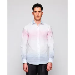 Camisa de hombre casual manga larga de raya horizontal