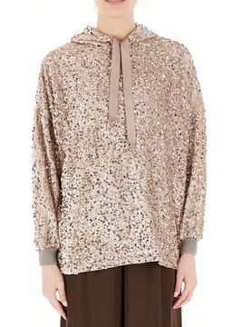 Dixie Felpa con strass BEIGE S - Dixie - FashionsVida