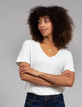 Kite Sandford V-Neck Slub Jersey T-Shirt Off-White - Kite Clothing - FashionsVida