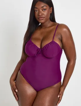 Womens Plus Swimwear Essentials Underwired Swimsuit - Purple - Boohoo - FashionsVida