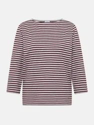 Shirt Gestreift mit U-Bootausschnitt Mehrfarbig L