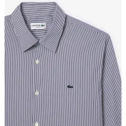 Camisa de hombre de corte ajustado de popelín elástico de rayas