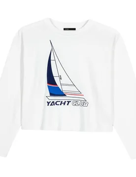 Camiseta de mujer de algodón con estampado de velero - Maje - FashionsVida
