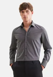 Slim Business Hemd Uni Schwarz 44