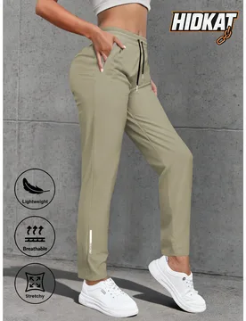 Pantalones deportivos casuales elásticos para mujer, ropa exterior ligera y transpirable, cintura con cordón adelgazante, adecuados para correr, yog - Shein - FashionsVida