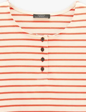 Camiseta de mujer 100% algodón de manga corta con estampado de rayas - Parfois - FashionsVida