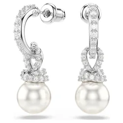 Orecchini pendenti Originally, Crystal Pearl, Pavé, Bianchi, Placcato rodio OS