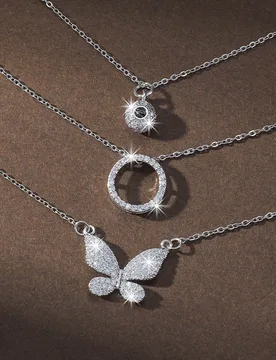 Piezas Set De Collar Elegante Y De Moda Con Diseño Incrustado De Bola Redonda Y Mariposa, Regalo Creativo De Joyería Para Damas Flor de mariposa de - Shein - FashionsVida
