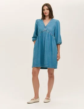 Pure Cotton Denim Midi Smock Dress Light Blue female - Finery London - FashionsVida