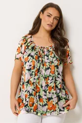 Women's Floral Pintuck Blouse Size: 20 - Multicolor - Size: 20
